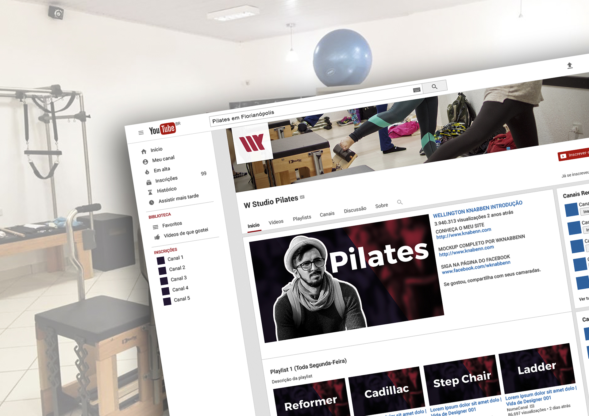 Aulas de pilates no YouTube