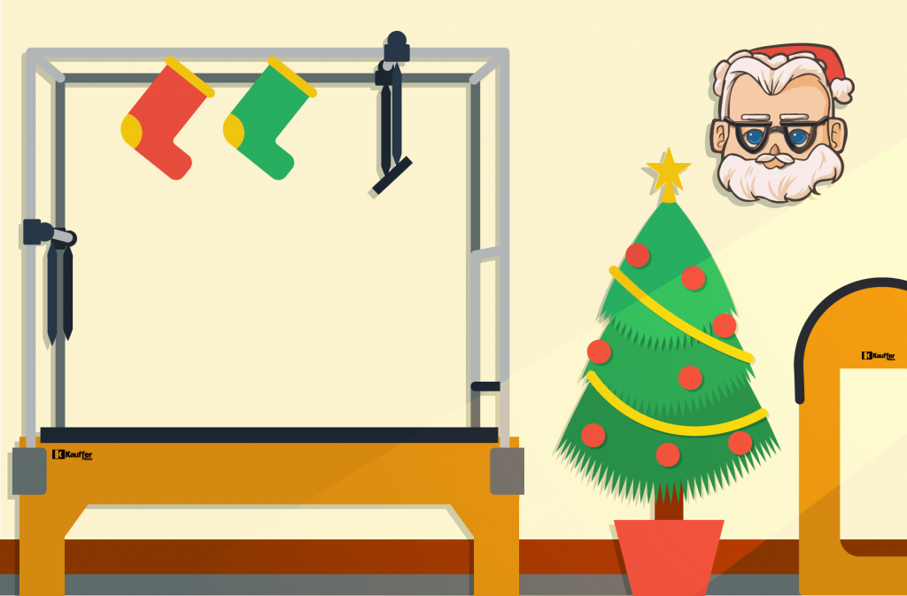 Espaço de pilates em clima de natal