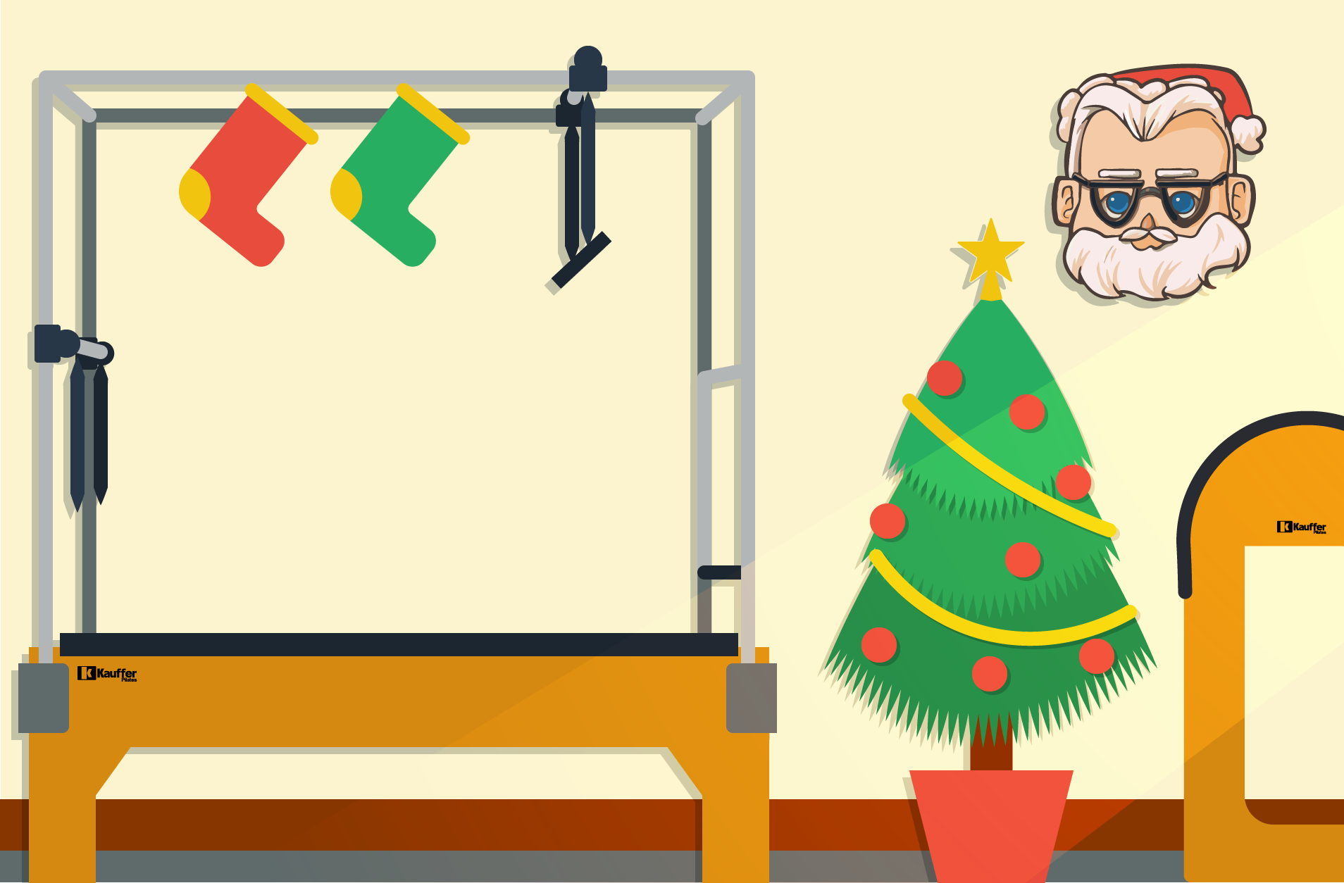 Espaço de pilates em clima de natal